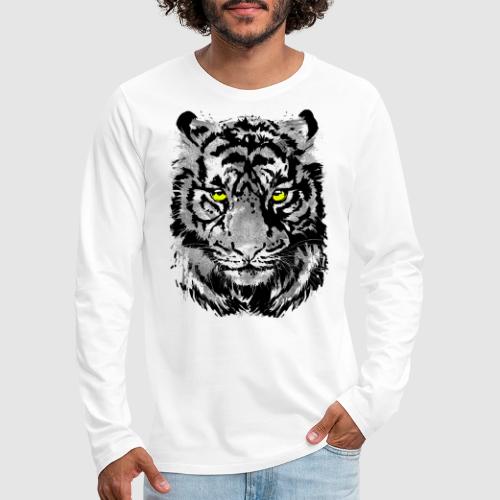 Gray Tiger Head Drawing - Black and white Tiger - Men's Premium Long Sleeve T-Shirt
