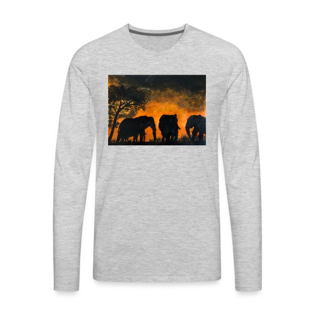 Elephants at sunset