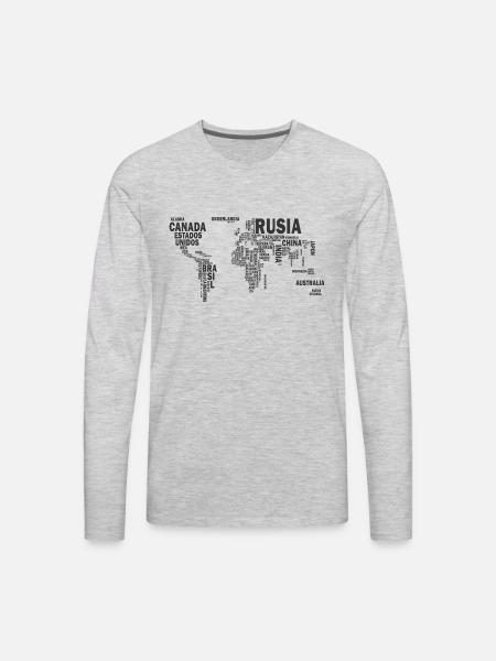 World map - Men's Premium Long Sleeve T-Shirt - heather gray