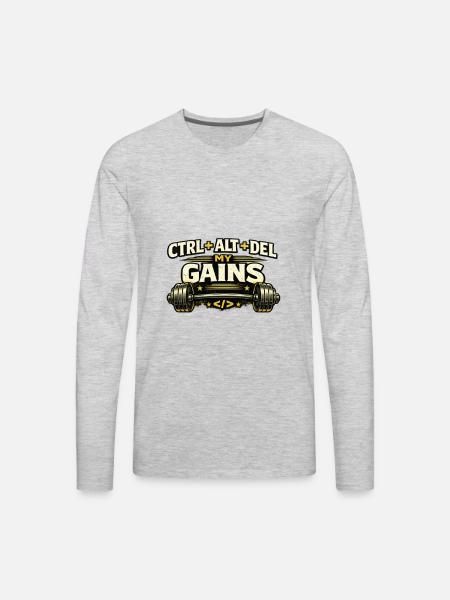 Ctrl Alt Del My Gains - Men's Premium Long Sleeve T-Shirt - heather gray