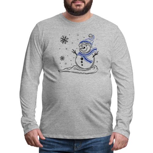 Snowman with snowflakes. Winter. Snow. - Men's Premium Long Sleeve T-Shirt