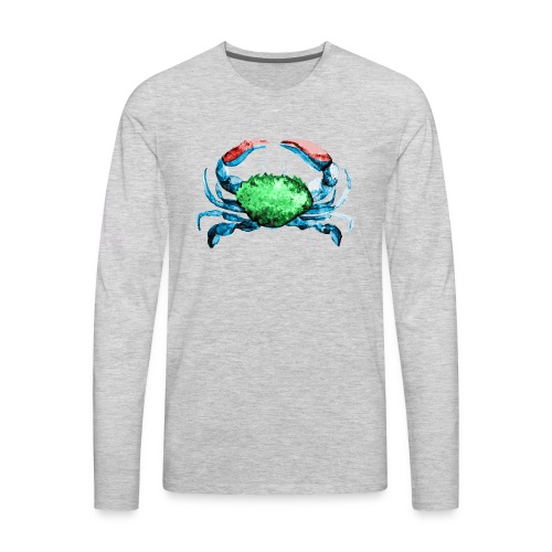 Red, Blue, and Green Crab Watercolor Painting - Men's Premium Long Sleeve T-Shirt
