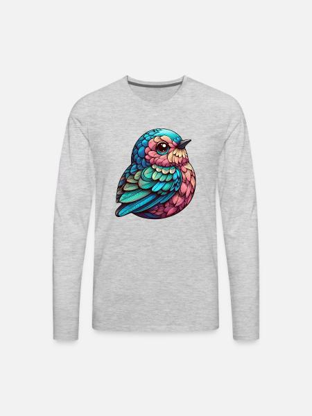 Vibrant Feathered Serenity - Men's Premium Long Sleeve T-Shirt - heather gray