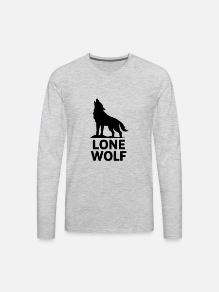 Lone Wolf Howling Silhouette - Men's Premium Long Sleeve T-Shirt - heather gray