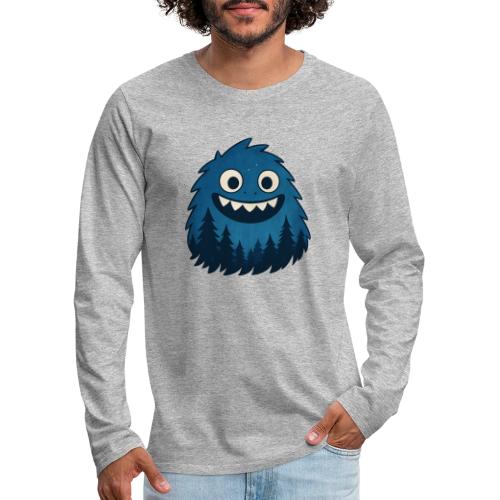 Whimsical Blue Forest Monster – Cute Cartoon Night - Men's Premium Long Sleeve T-Shirt