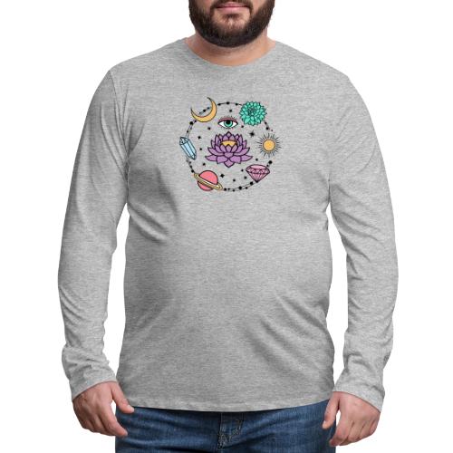 Healing Crystal, Moon, Flower, Sun - Men's Premium Long Sleeve T-Shirt
