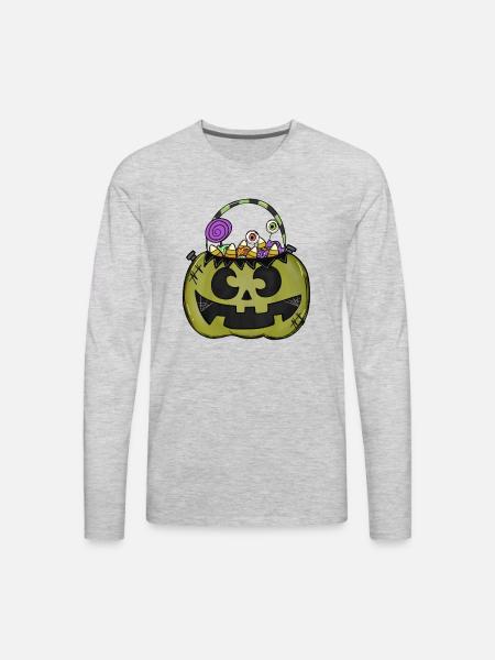 Halloween Bucket - Men's Premium Long Sleeve T-Shirt - heather gray