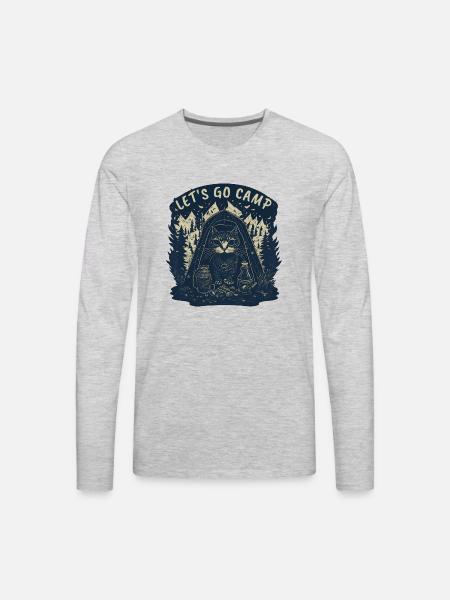 Cat Let's Go Camp - Men's Premium Long Sleeve T-Shirt - heather gray