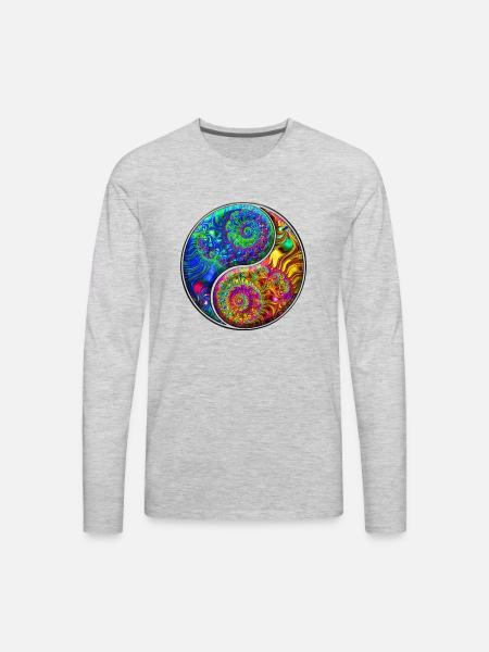 Fractal Yin Yang Yoga - Men's Premium Long Sleeve T-Shirt - heather gray