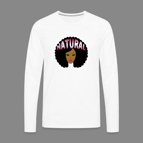 Natural Afro (Pink) - Men's Premium Long Sleeve T-Shirt