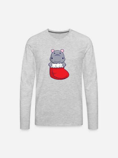 Sock in Hippo - Men's Premium Long Sleeve T-Shirt - heather gray