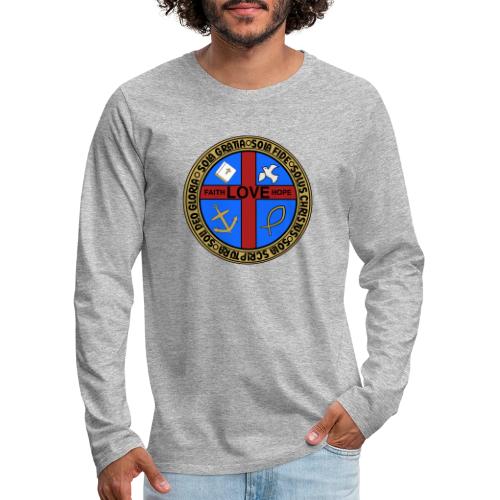 Five Solas Faith Hope Love Shirt–Christian Symbols - Men's Premium Long Sleeve T-Shirt