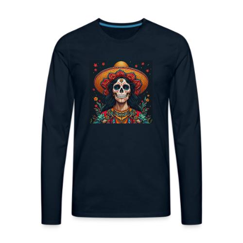 Charra Skull Art | Traditional Mexican Design - Men's Premium Long Sleeve T-Shirt