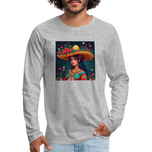 Mexican Design, Regional Mexican Charro Woman - Men's Premium Long Sleeve T-Shirt