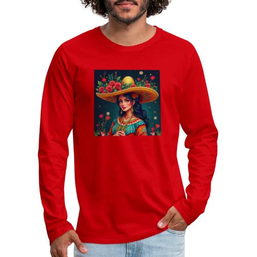 Mexican Design, Regional Mexican Charro Woman - Men's Premium Long Sleeve T-Shirt