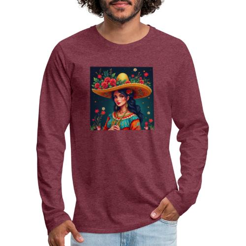 Mexican Design, Regional Mexican Charro Woman - Men's Premium Long Sleeve T-Shirt