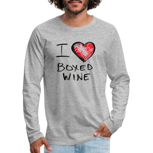 I Love Boxed Wine | Dry Erase Hand Drawn Design - Men's Premium Long Sleeve T-Shirt