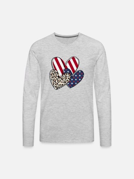 4th of july Heart - Men's Premium Long Sleeve T-Shirt - heather gray