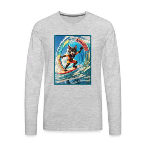 Wavecat Surfing A Wave Portal - Men's Premium Long Sleeve T-Shirt