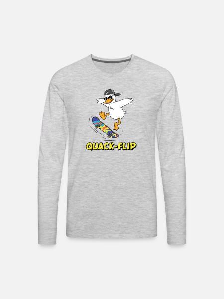 Funny Duck Skater - Men's Premium Long Sleeve T-Shirt - heather gray
