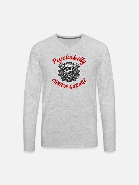 PsychoBilly Custom Garage - Men's Premium Long Sleeve T-Shirt - heather gray