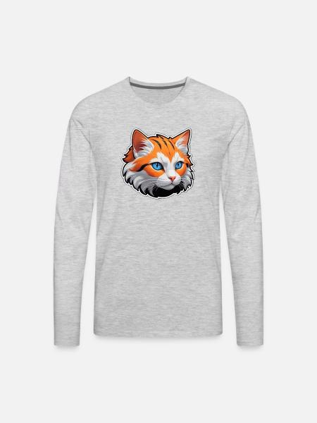 Cat face - Men's Premium Long Sleeve T-Shirt - heather gray