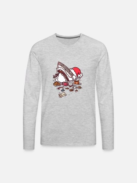 Jolly St Nick Shark - Men's Premium Long Sleeve T-Shirt - heather gray