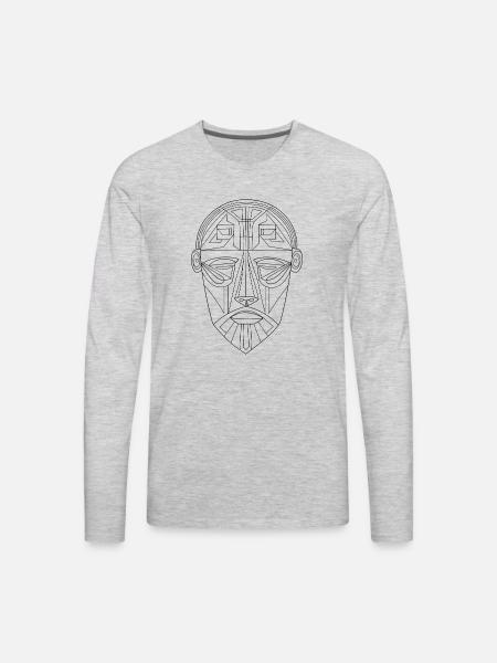 Ornamental Lines Mask - Men's Premium Long Sleeve T-Shirt - heather gray