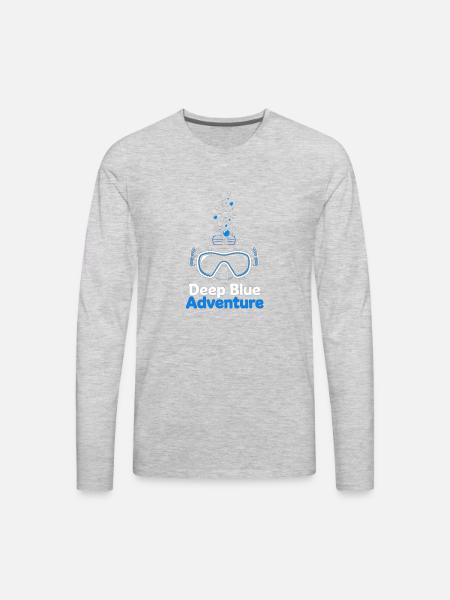 Deep Blue Adventure Dive Mask - Men's Premium Long Sleeve T-Shirt - heather gray