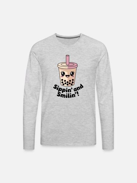 Sippin and Smilin - Men's Premium Long Sleeve T-Shirt - heather gray