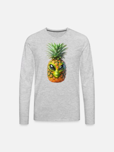 Alien Pineapple - Men's Premium Long Sleeve T-Shirt - heather gray