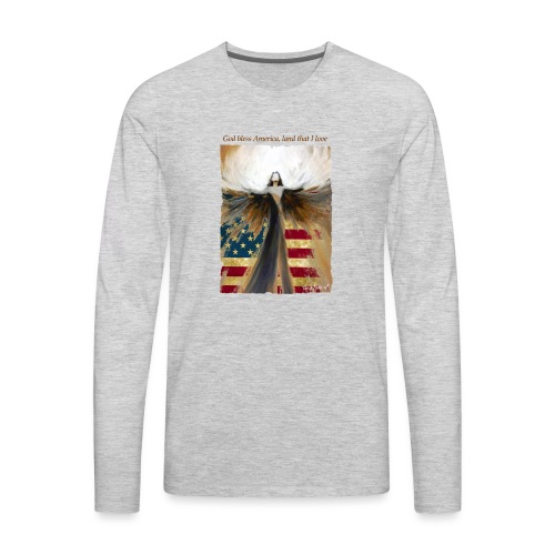 God bless America Angel_Strong color_Brown type - Men's Premium Long Sleeve T-Shirt