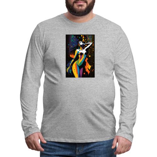 Vibing in the Night - Colorful Minimal Portrait - Men's Premium Long Sleeve T-Shirt