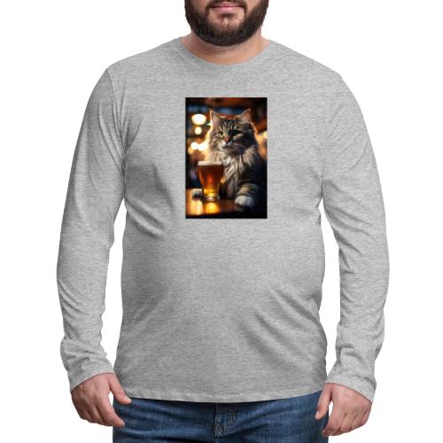 Bright Eyed Beer Cat - Men's Premium Long Sleeve T-Shirt