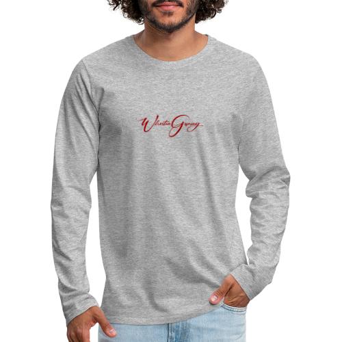 WhoStun gaming small calligraphy design RED - Men's Premium Long Sleeve T-Shirt