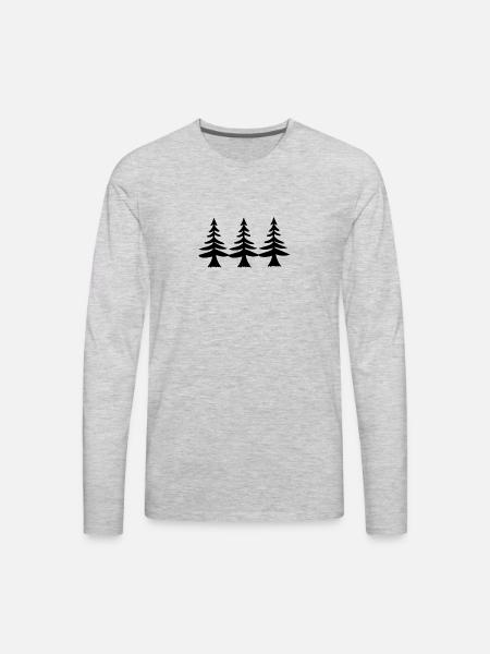 Pine Trees T Shirt - Men's Premium Long Sleeve T-Shirt - heather gray