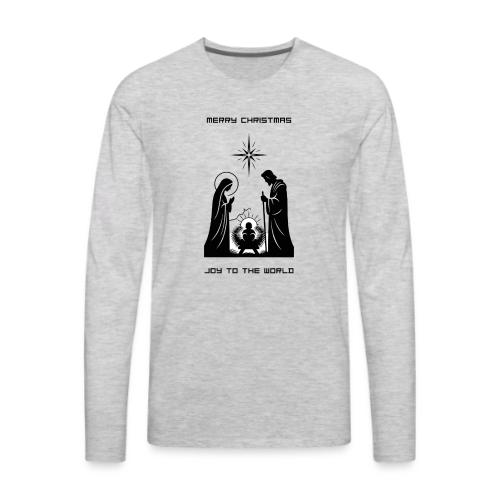 Joy to the World T-Shirt | Minimalist Nativity - Men's Premium Long Sleeve T-Shirt