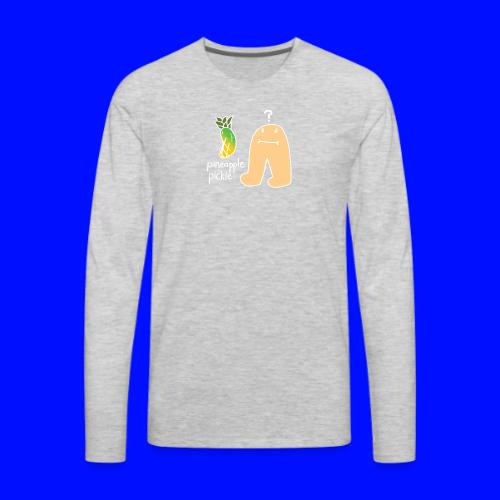 Pineapple Pickle, White Outline (tshirts) - Men's Premium Long Sleeve T-Shirt
