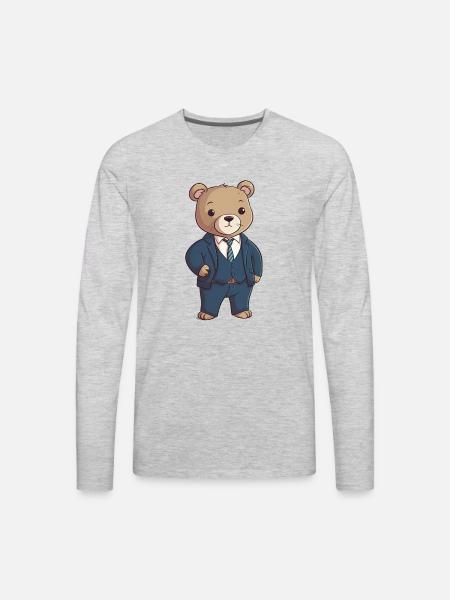Bear in a Suit - Men's Premium Long Sleeve T-Shirt - heather gray