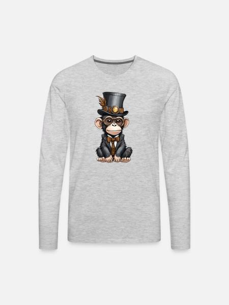Well-dressed chimpanzee - Men's Premium Long Sleeve T-Shirt - heather gray