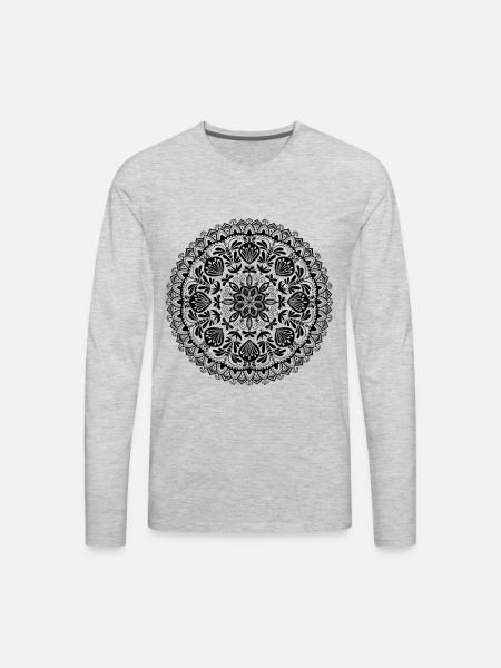 Mandala black and white - Men's Premium Long Sleeve T-Shirt - heather gray