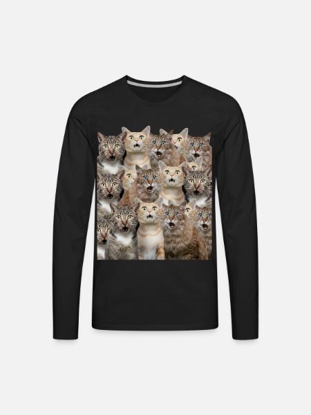 Surprised cats - Men's Premium Long Sleeve T-Shirt - black