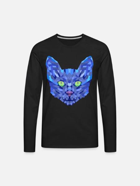 Blue cat face - Men's Premium Long Sleeve T-Shirt - black