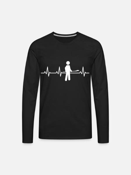 Baking Stickfigures Heartbeat - Men's Premium Long Sleeve T-Shirt - black