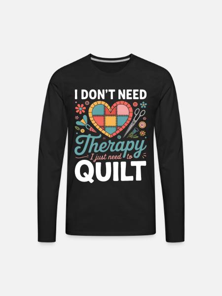 Therapy Quilt Heart Patch - Men's Premium Long Sleeve T-Shirt - black