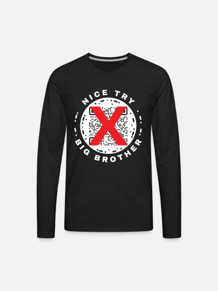 Nice Try Big Brother Privacy QR Code Design - Men's Premium Long Sleeve T-Shirt - black