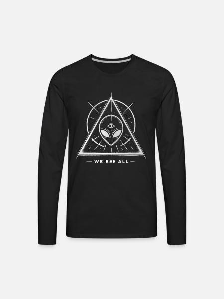 Alien Symbol We See All Cosmic Mystery Tee - Men's Premium Long Sleeve T-Shirt - black