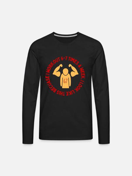 6-7 Workout Aura Powermaxxing - Men's Premium Long Sleeve T-Shirt - black