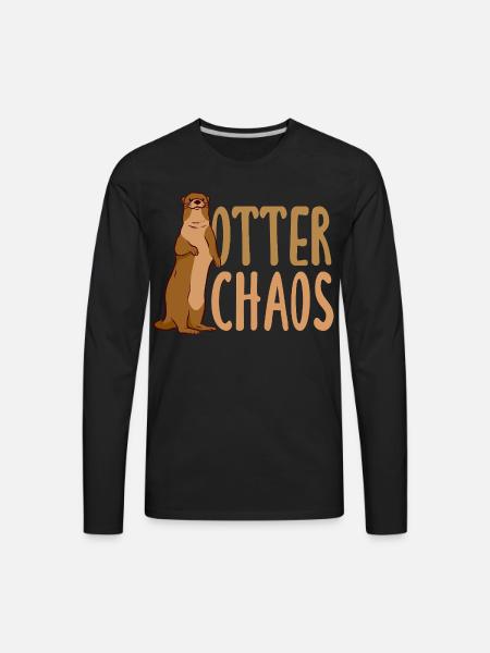 Pun Sea Otter Cartoon - Men's Premium Long Sleeve T-Shirt - black
