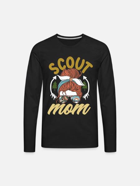 Messy Bun Scout Mom Scouting Mother - Men's Premium Long Sleeve T-Shirt - black